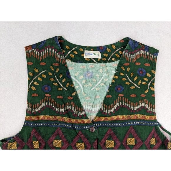 Boundary Waters Women's Vintage 80s 90s Green Southwest Geometric Print Vest LG - Picture 5 of 9